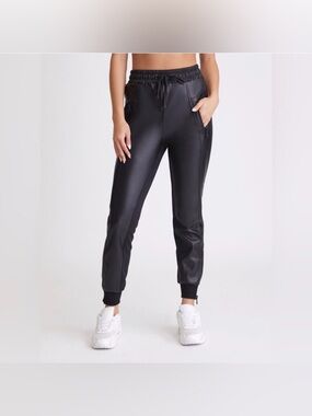 Blanc Noir Cardiff Seamed Jogger Pant Vegan Faux Leather Black Medium
